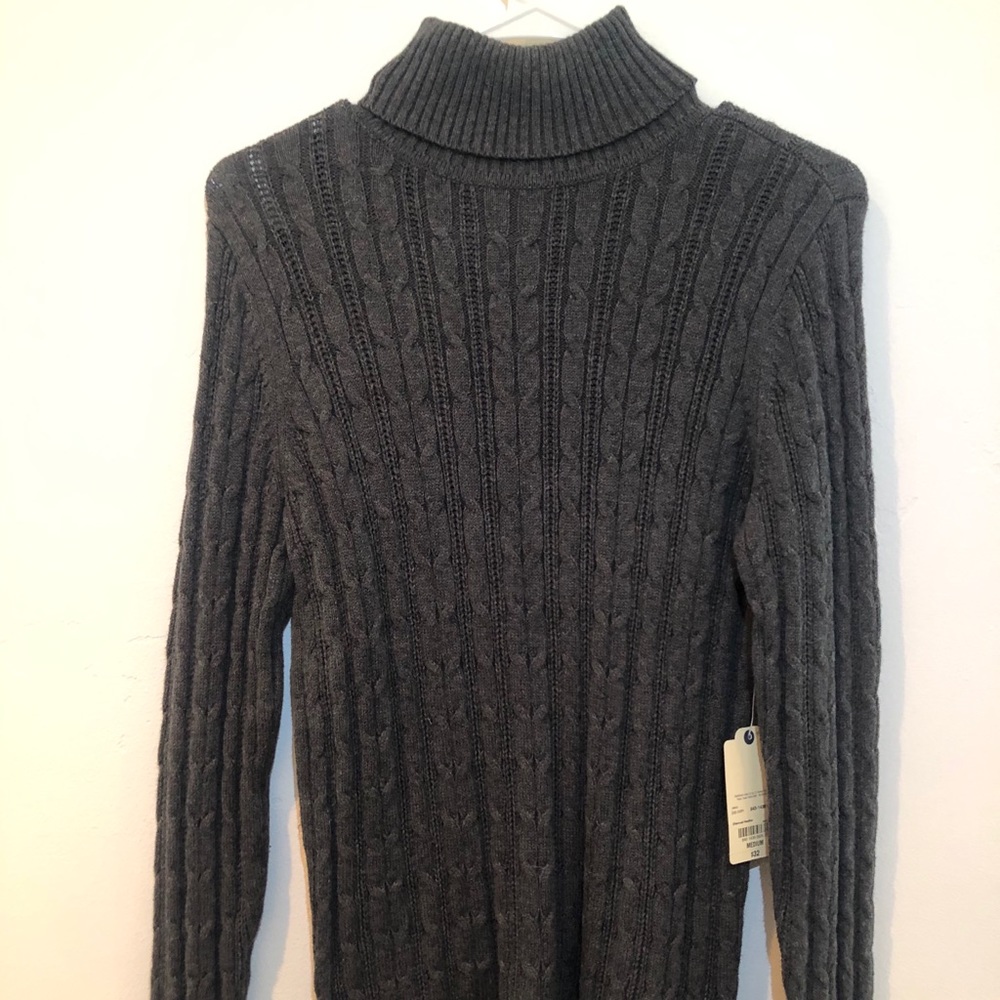 Grey knitted turtle neck sweater